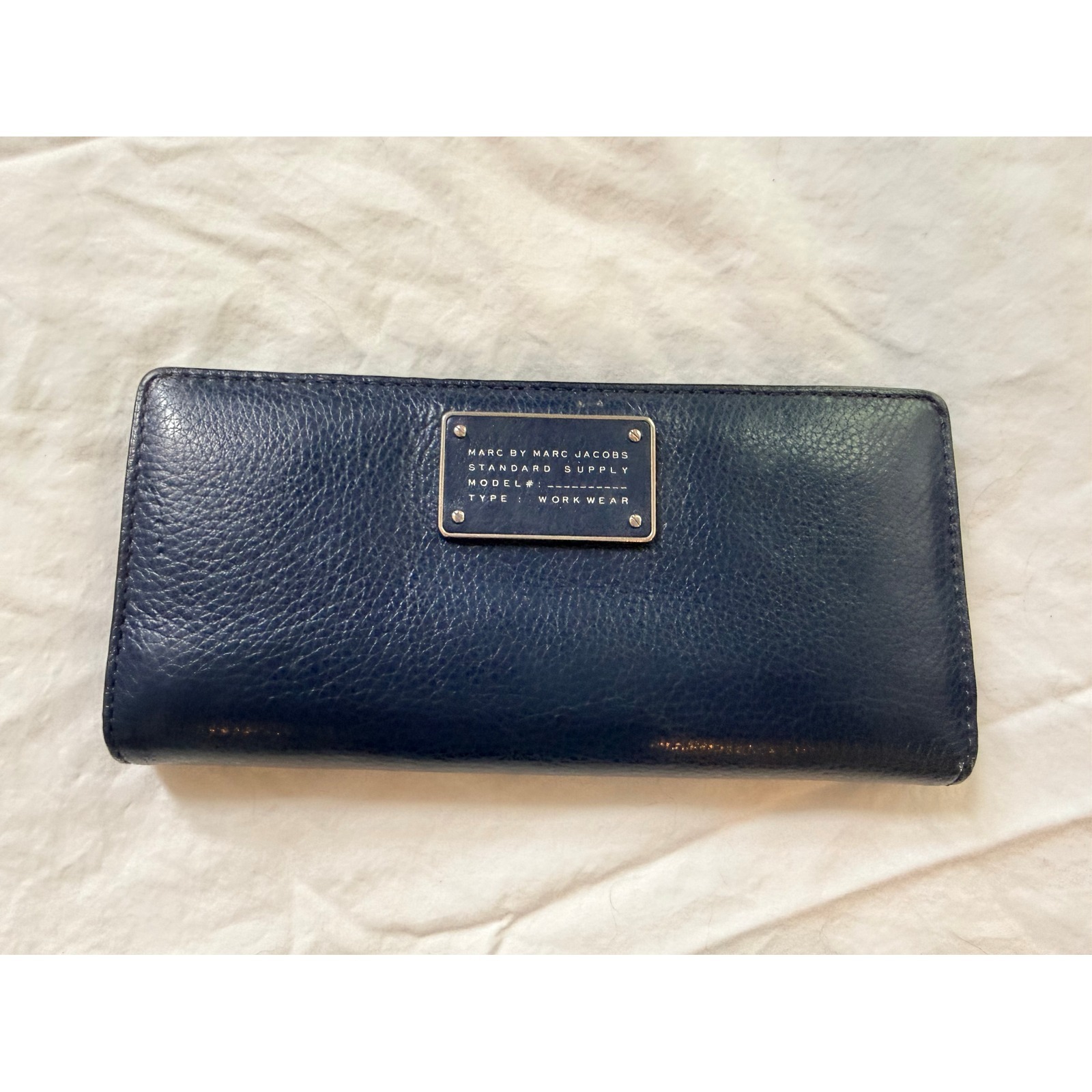 Marc By Marc Jacobs Navy Blue Leather Standard Supply Workwear Long Wallet